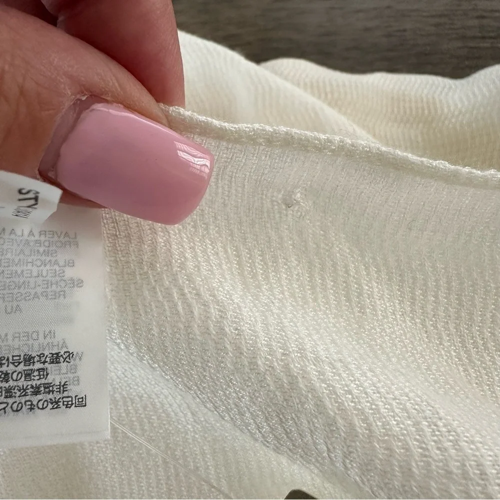 NWT J Crew Womens Yellow White Pompom Trim Cape Scarf Coverup Beachy New Modal‎